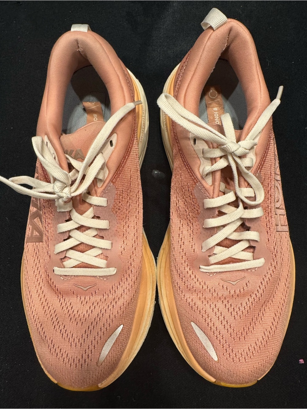Hoka Women's Peach Knit Running Shoes with Cream Laces